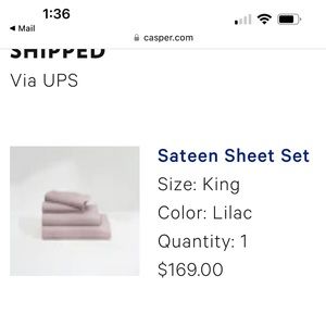 Lilac Casper Sateen Sheets- size King